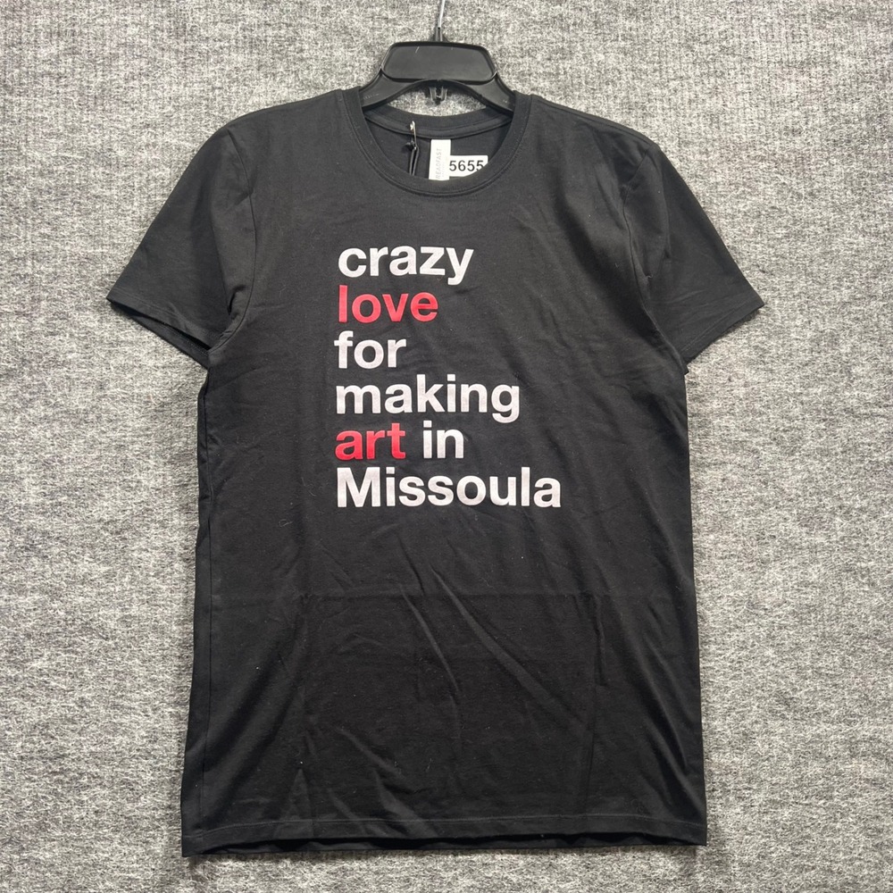 Crazy Love Co Missoula Art Graphic T-Shirt Mens Small Black Threadfast NWT